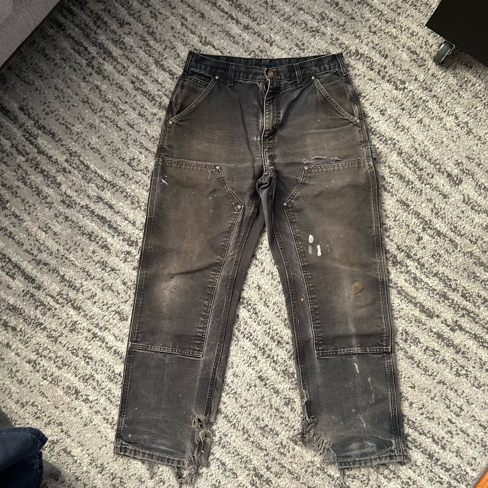 Vintage Carhartt Black double knees Faded